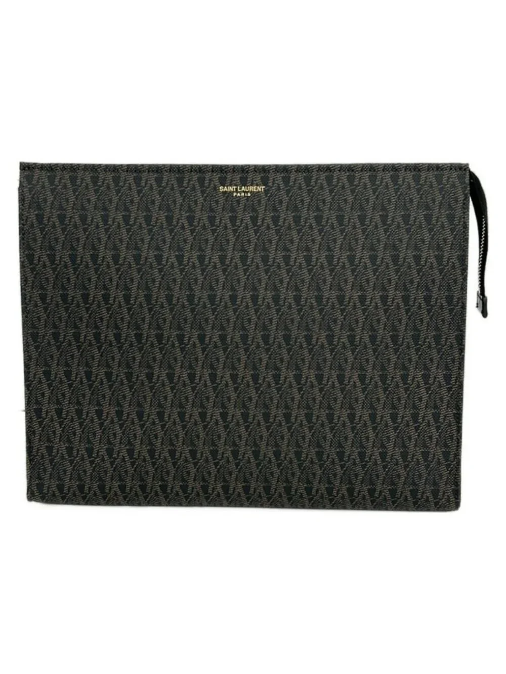 Saint Laurent Paris Clutch Classic Toile Monogram Dark Brown Black - Picture 1 of 9